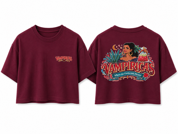 Vampiricas Crop Tee - Burgundy